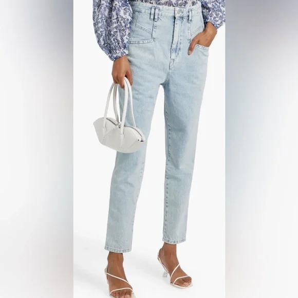 Isabel Marant High Rise Vintage Light Wash Tapered Jeans - Picture 1 of 8